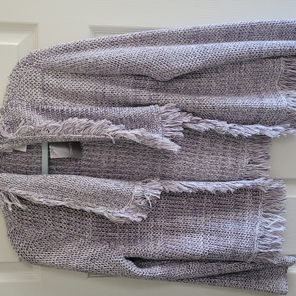 Lavender fringe cardigan with silver entwined - Picture 1 of 7